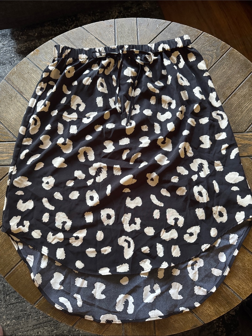 SHEIN Black and Cream Leopard High-Low Skirt